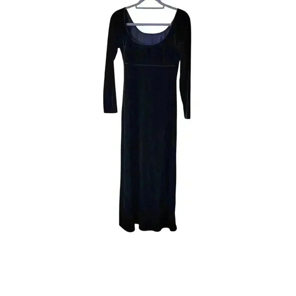 Scott McClintock VTG Black Velvet Maxi Dress Bodycon Stretch  90s Dress Size 12P - Picture 1 of 10